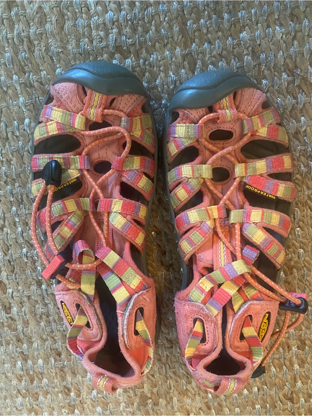 KEEN Whisper Coral Multi-Color Waterproof Sport Hiking Sandals Youth Girls SZ 1